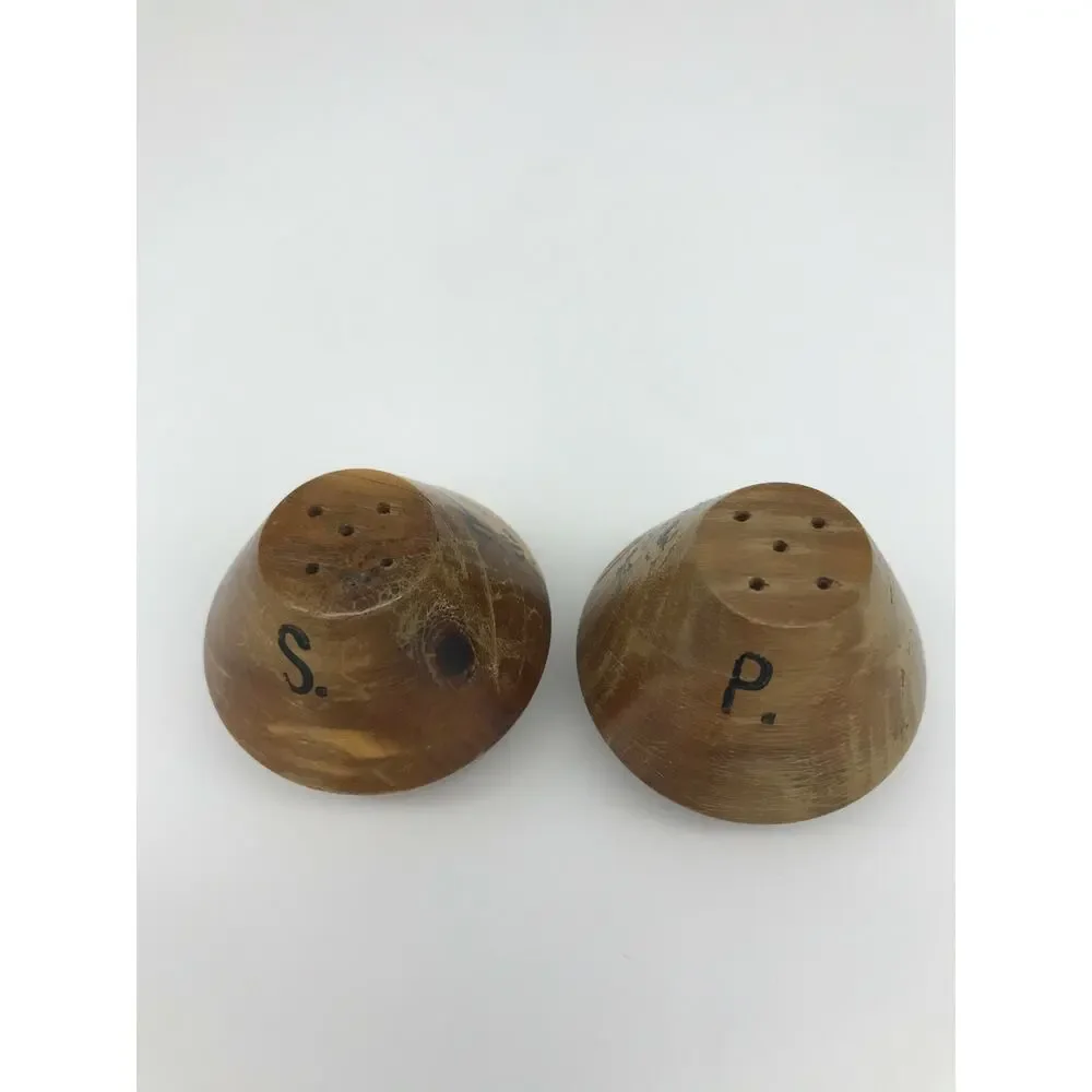Salt and Pepper Shakers Vintage Wood Souvenir Olvera Street Los Angeles Calif