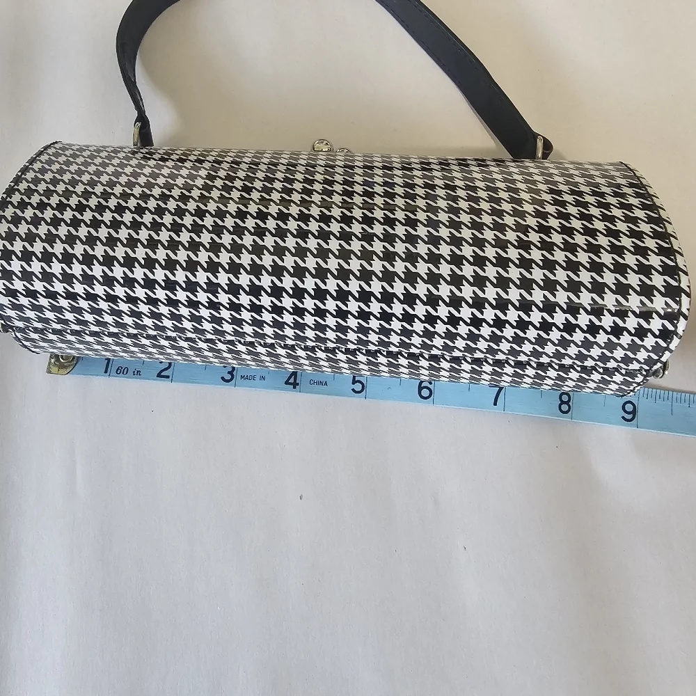 Houndstooth Black White Small Snap Purse‎ Mini Pencil Case 9X3