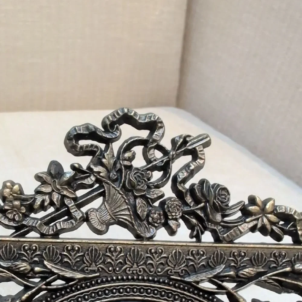 Vintage Antique Bronze Metal Ornate Floral Picture Photo Frame