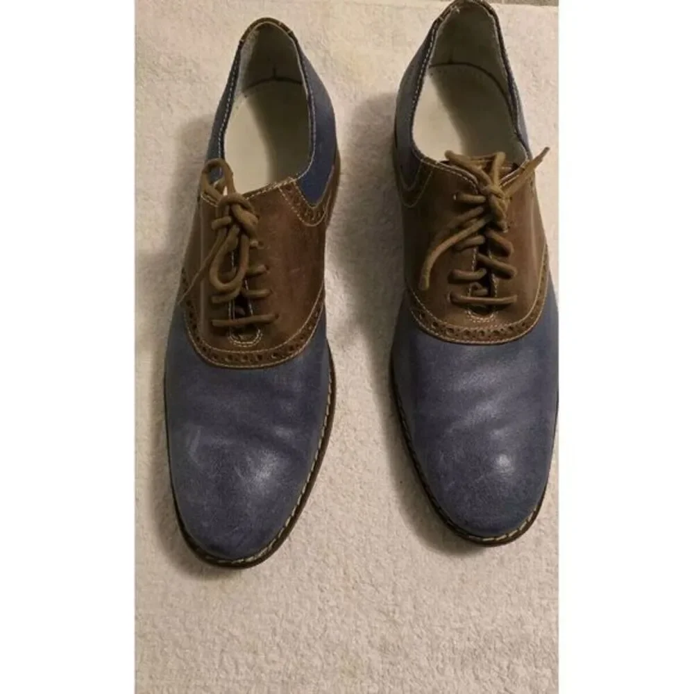 Mens Cole Haan Dress Shoe- Size 9.5 Navy‎ Blue And Tan. Gently Worn