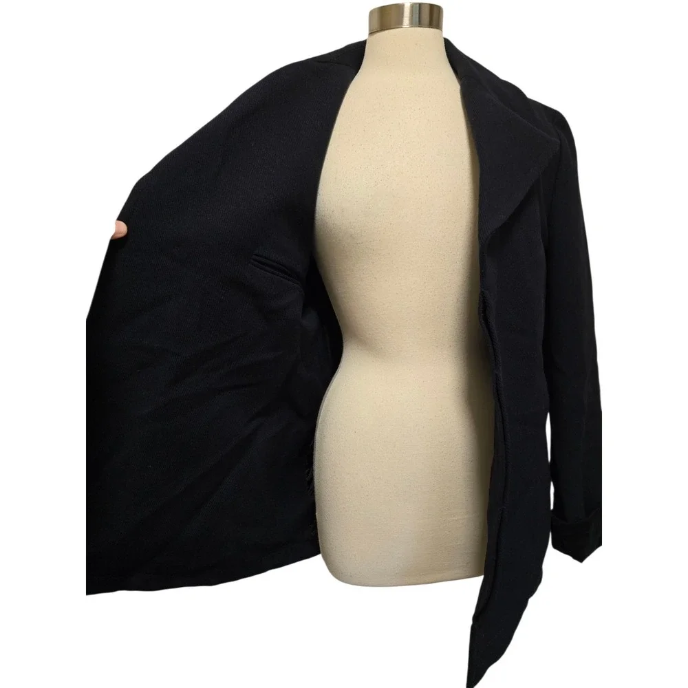 Maison Margiela Mens Pea Coat Line 14‎ Navy Blue Contrast Corduroy Cuffs Size 50
