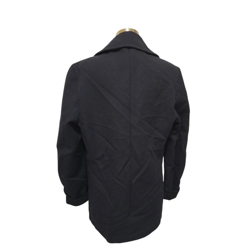 Maison Margiela Mens Pea Coat Line 14‎ Navy Blue Contrast Corduroy Cuffs Size 50