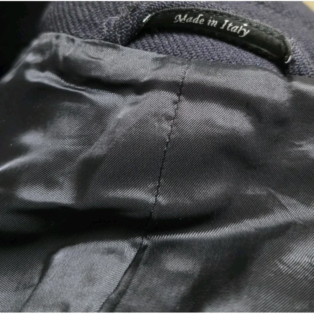 Maison Margiela Mens Pea Coat Line 14‎ Navy Blue Contrast Corduroy Cuffs Size 50