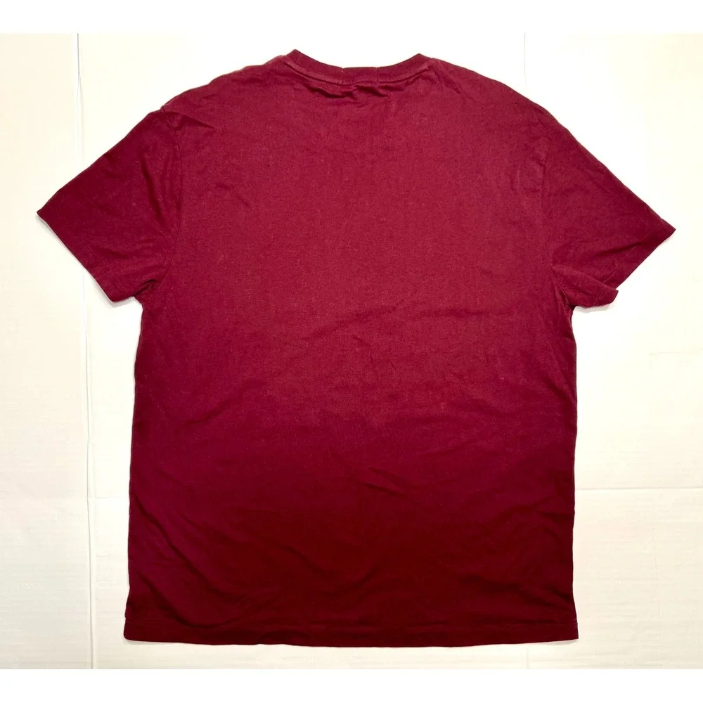 Ralph Lauren Polo Bear Horseback Vintage Single‎ Stitch Burgandy T Shirt Mens XL