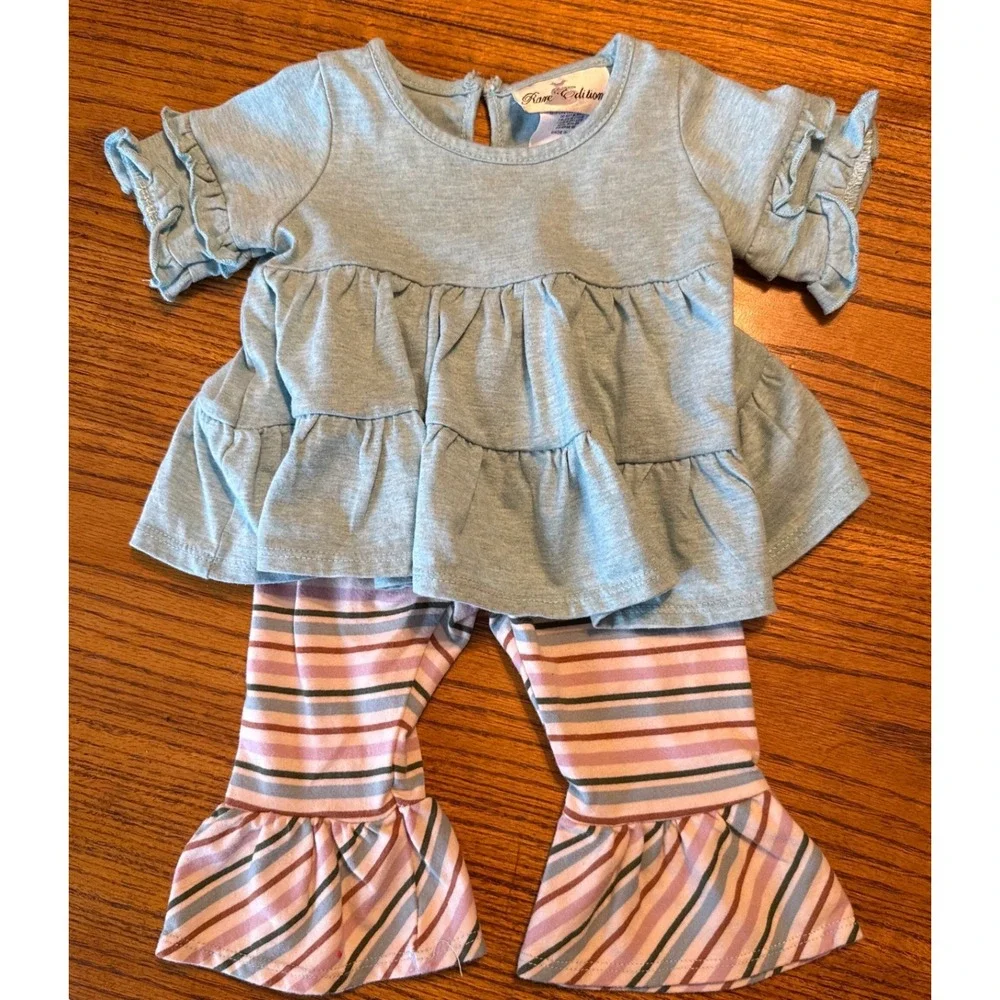 Rare Editions‎ Outfit 6-9M Ruffle Top Bell Bottom Pants