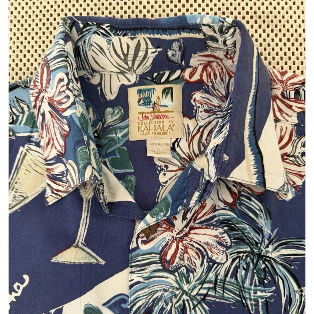 John Severson Kahala Hawaiian Shirt Men L Aloha Button Front Relaxed Grandpa Dad