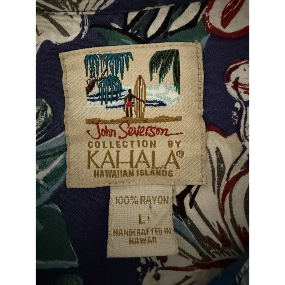 John Severson Kahala Hawaiian Shirt Men L Aloha Button Front Relaxed Grandpa Dad