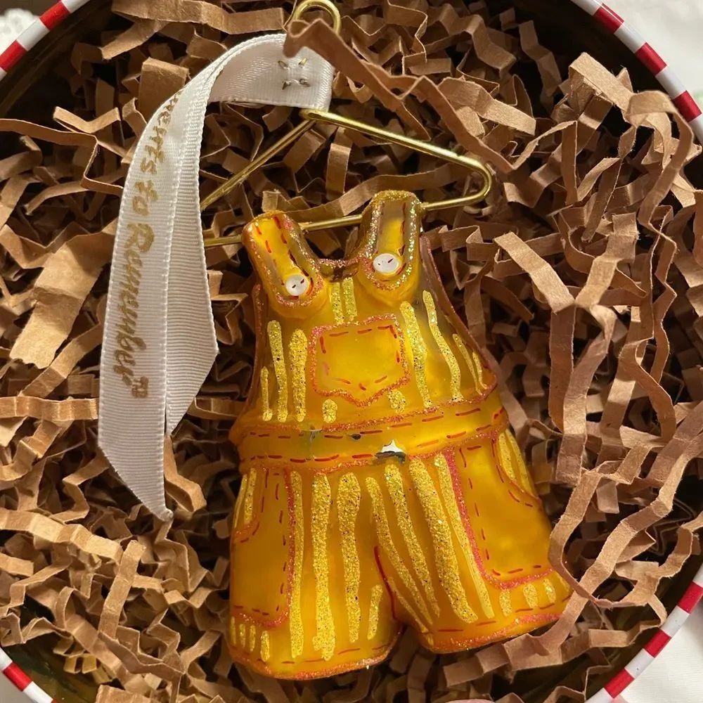 Ornaments to Remember Yellow Glass Knickers on a Metal Hanger Ornament