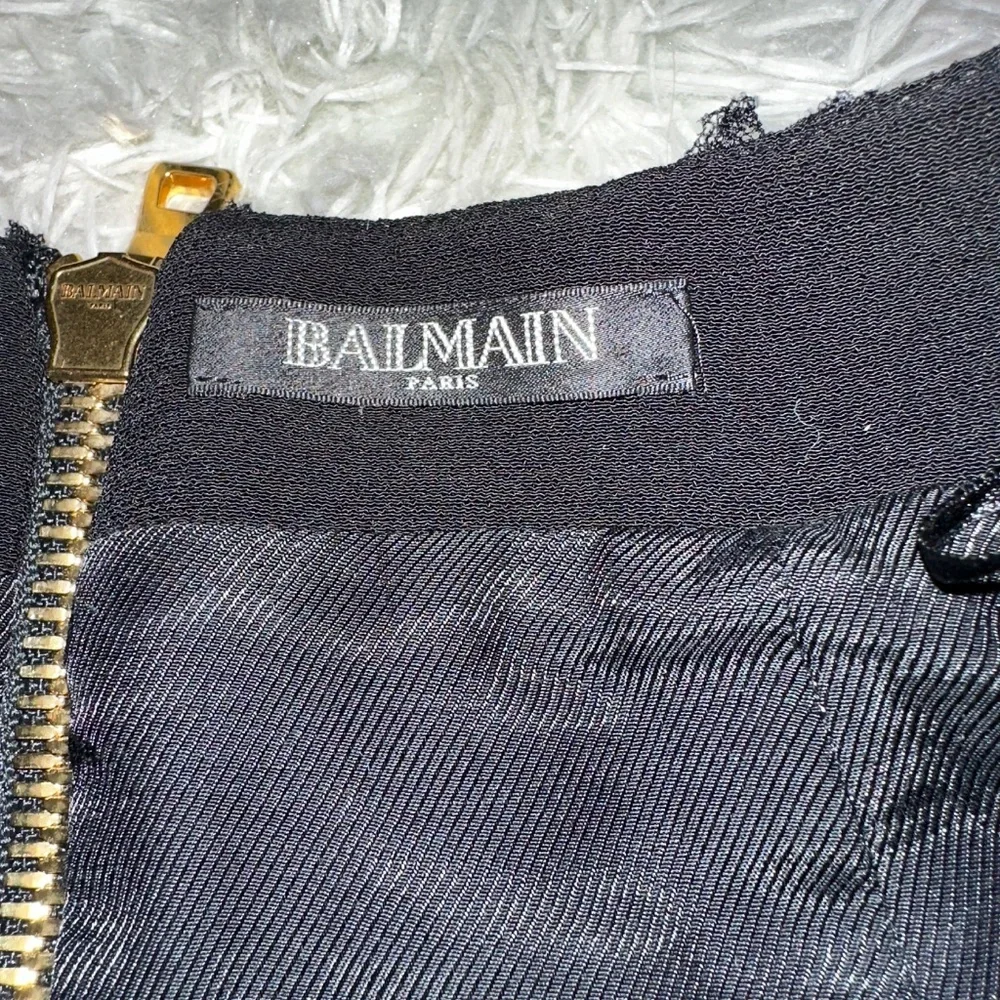 New Balmain Button Embellished Houndstooth Tweed Mini Skirt Size 40