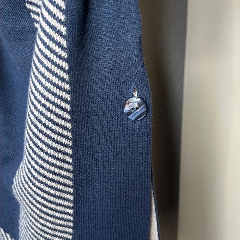 Women's Open Front Shawl Wrap One Size Warm Cape Ribbed Knit Poncho‎ Blue Cream
