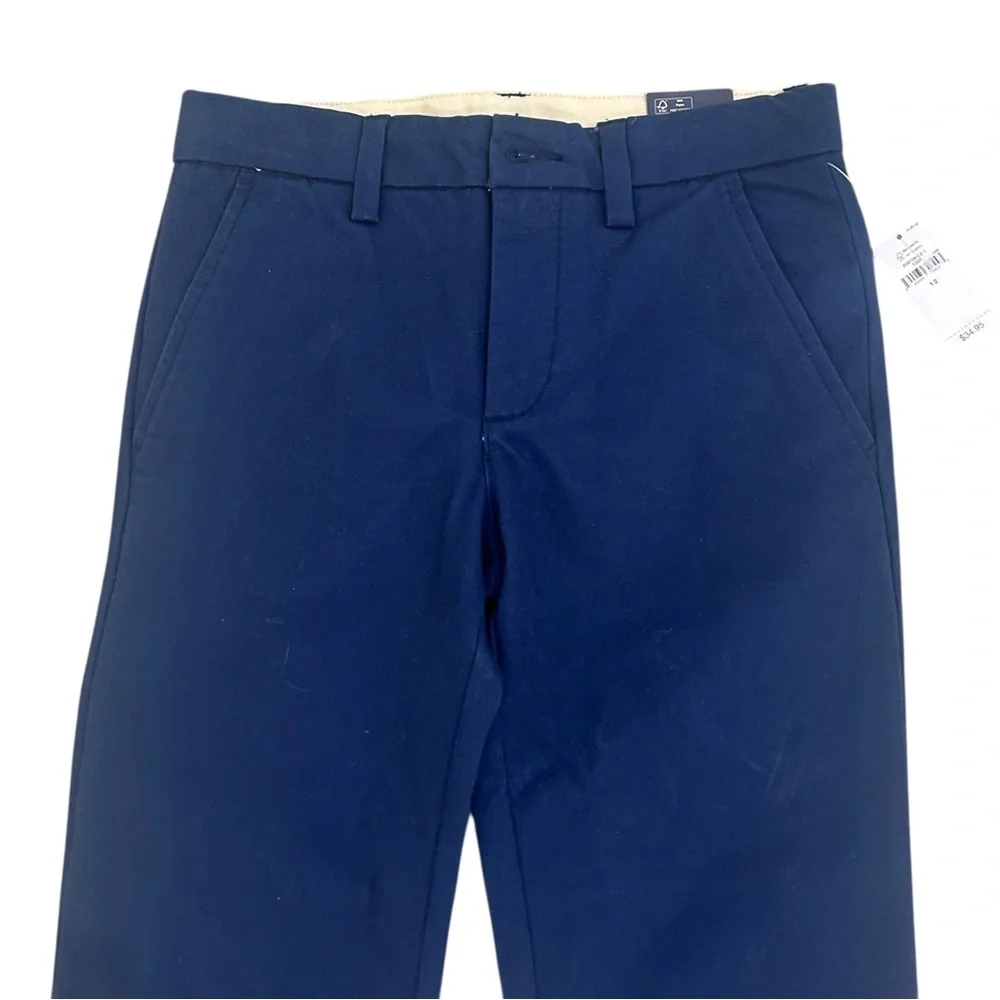 NWT gap kids navy straight leg Chinos washwell adjustable waist size 12(boys)