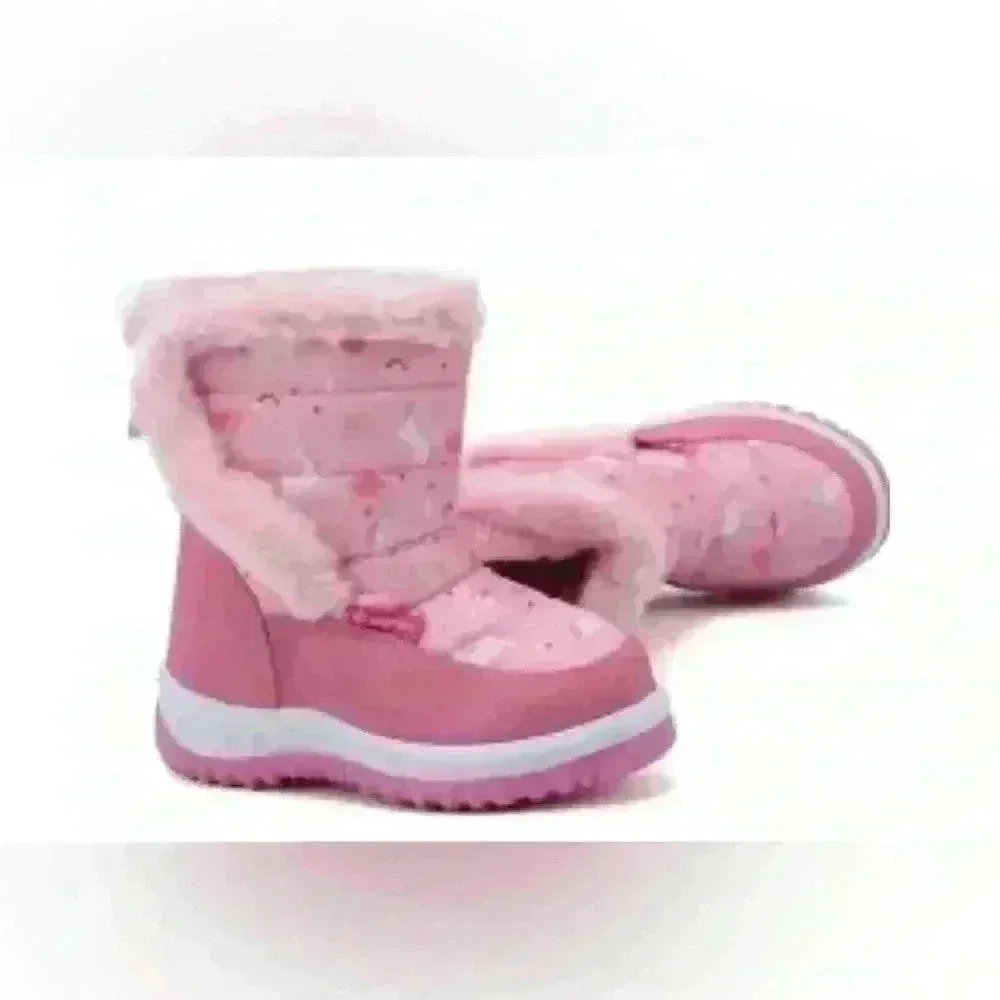 Unbranded Unicorn Snow Boots Kids Size‎ 7 Toddler Pink Excellent Faux Fur Trim