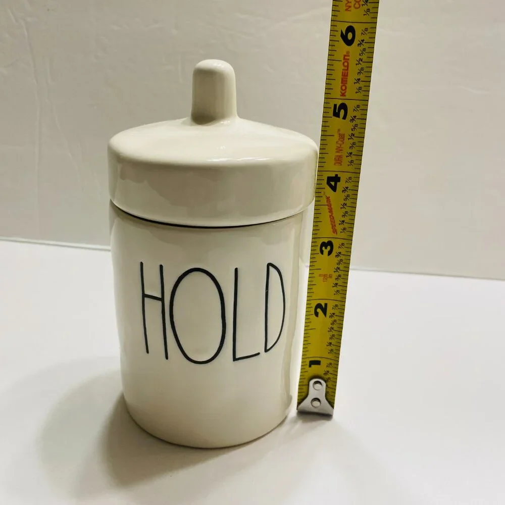Rae Dunn Storage Jar with Lid, 5 1/2 inches, Farmhouse Decor, HOLD graphic