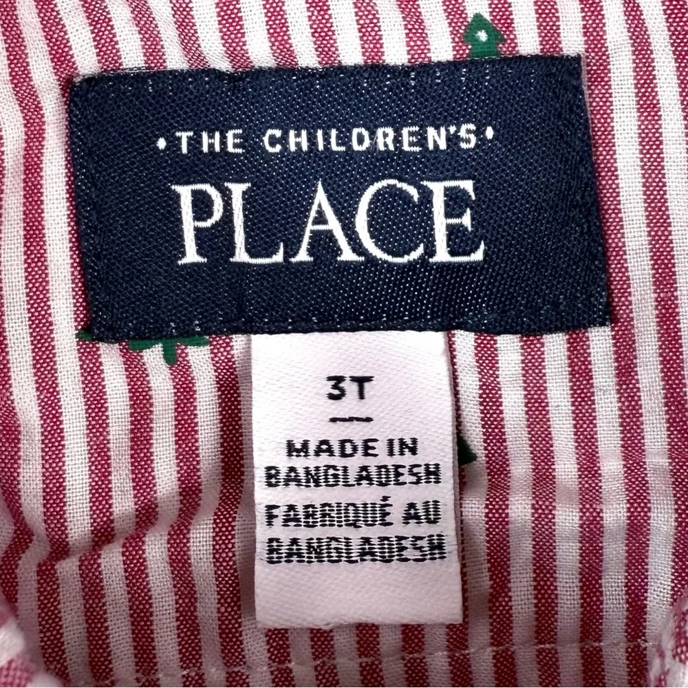 THE CHILDREN'S PLACE Toddler Boys' Christmas Tree Poplin Button‎ Down Shirt 3T