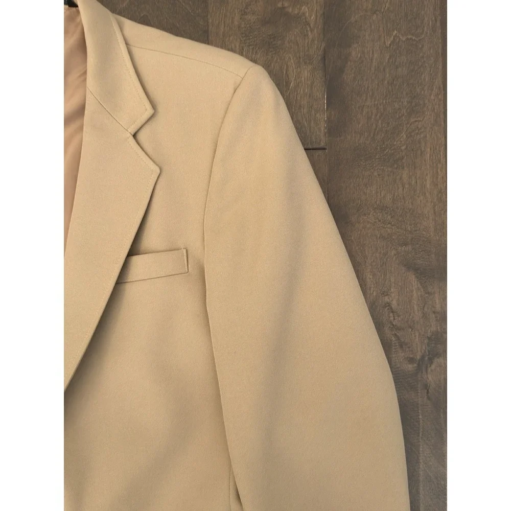 Vintage Haggar Blazer Jacket‎ Mens Size 40L Beige USA Made Gold Buttons 2-Button