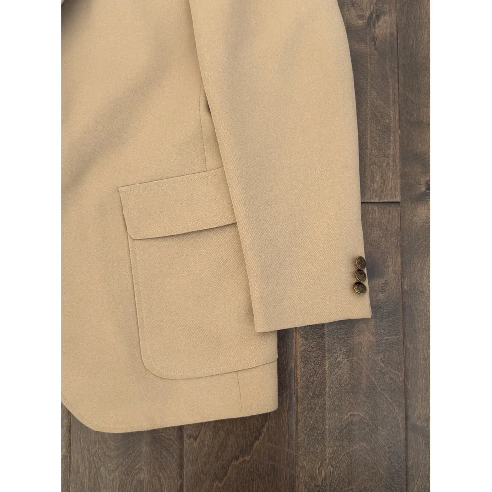 Vintage Haggar Blazer Jacket‎ Mens Size 40L Beige USA Made Gold Buttons 2-Button