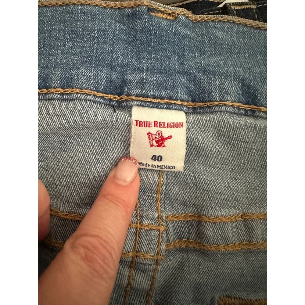 NWOT True Religion Ricky Relaxed Straight Jeans Men 40 Light Y2K Denim 42x30