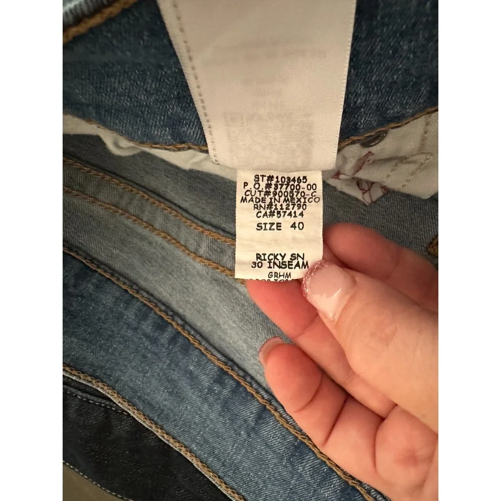 NWOT True Religion Ricky Relaxed Straight Jeans Men 40 Light Y2K Denim 42x30