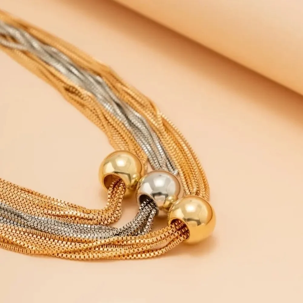Necklace layers silver gold plated