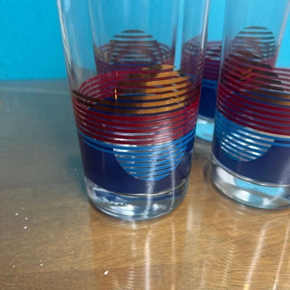Anchor hocking  Vintage Mid-Century Modern Highball Glasses Set of 4 Retro Red B