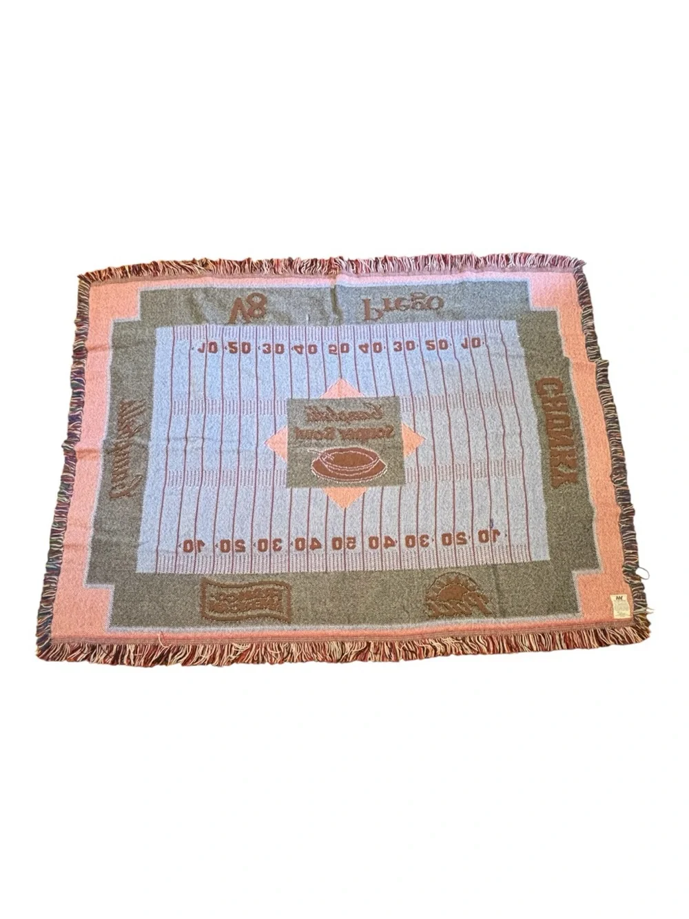 Northwest Red, White and Blue Woven Throw with Multi Fringe