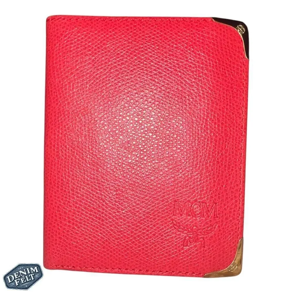 MCM Red w/‎ Gold Tip Men’s Leather Bifold Wallet
