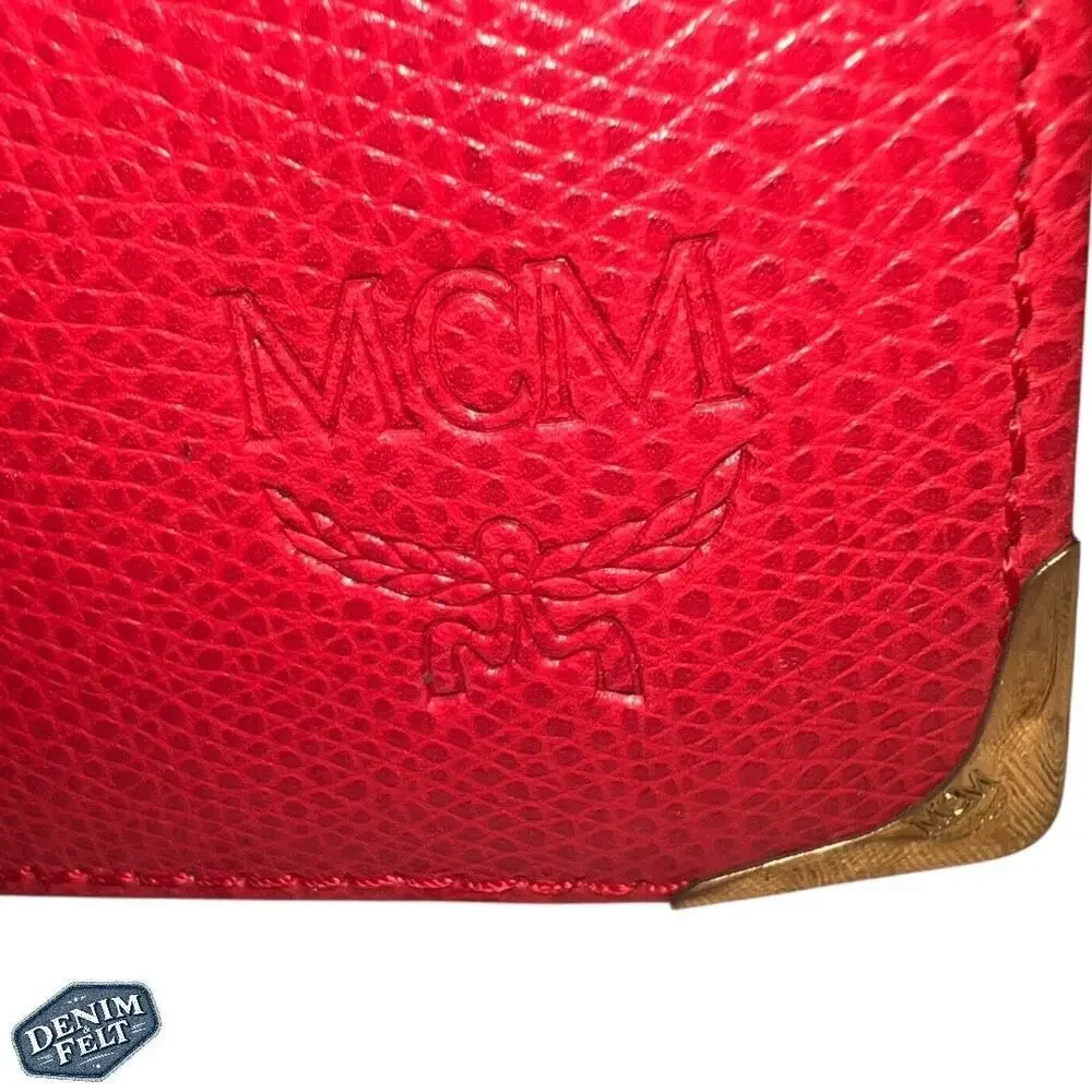 MCM Red w/‎ Gold Tip Men’s Leather Bifold Wallet