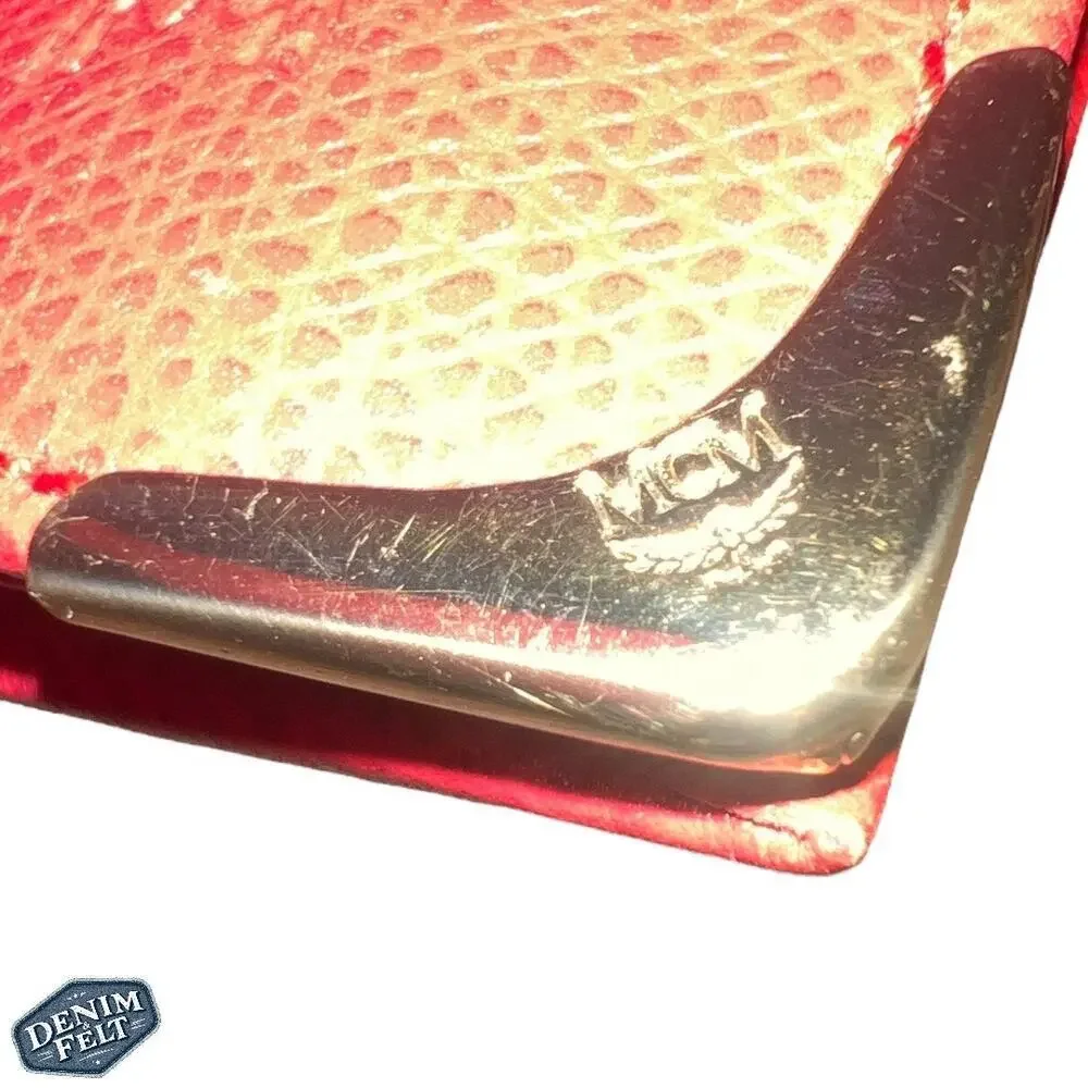 MCM Red w/‎ Gold Tip Men’s Leather Bifold Wallet