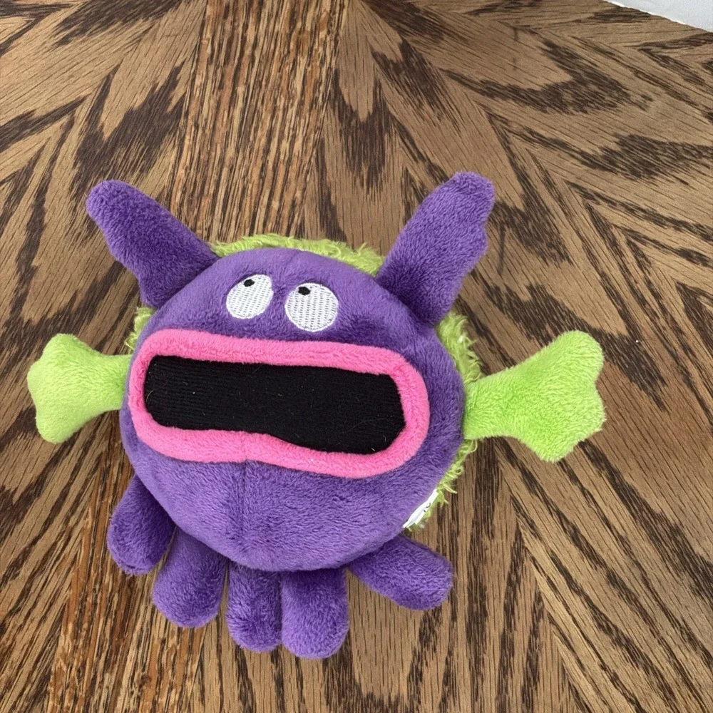 Playclean Germs Squeaky Plush Dog Toy with Odor-Eliminating Essential Oils, Chew