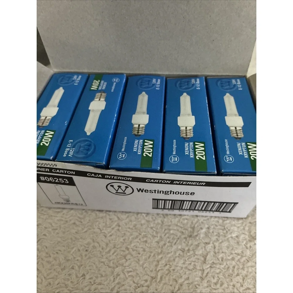 10 Westinghouse Xenon Krypton Light Bulb 20W 120V E12 Candelabra Base Frosted