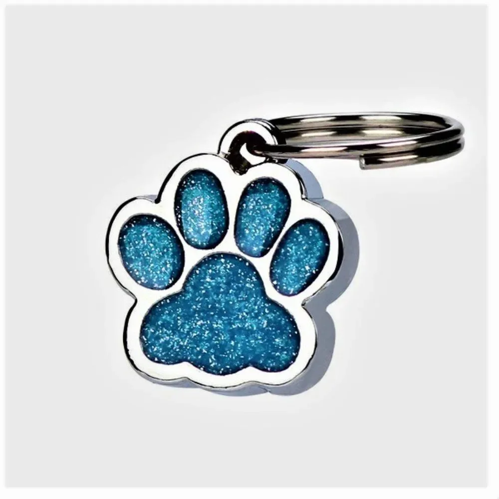 Glitter Paw Print Pet Tag