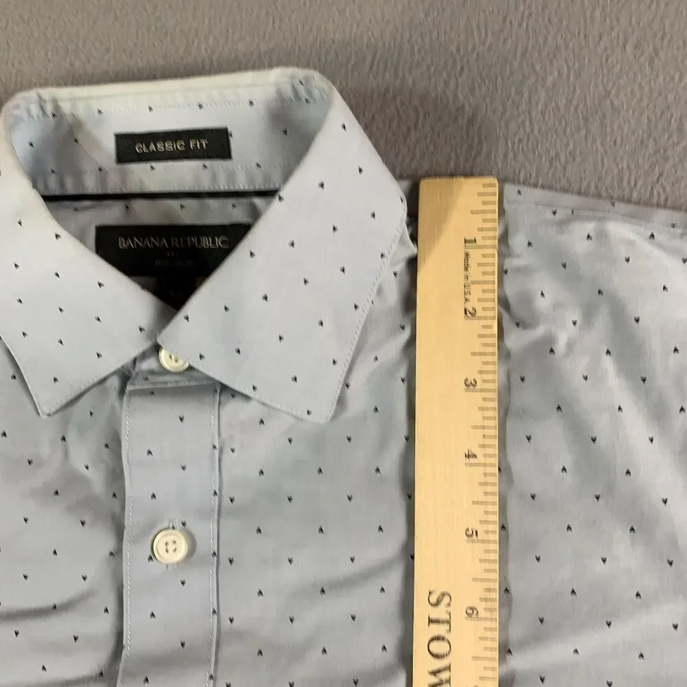 Banana Republic Dress Shirt Mens XS Gray Geometric Classic Fit Long Sleeve