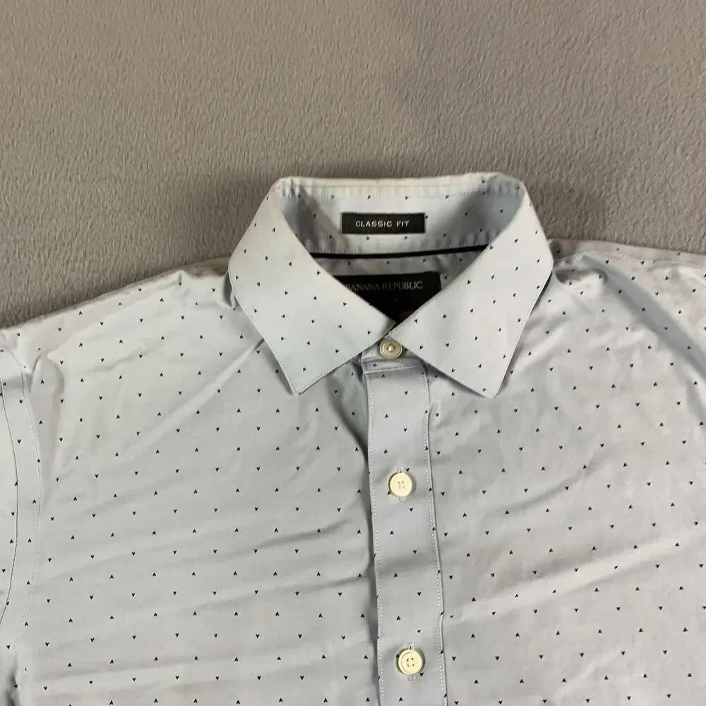 Banana Republic Dress Shirt Mens XS Gray Geometric Classic Fit Long Sleeve