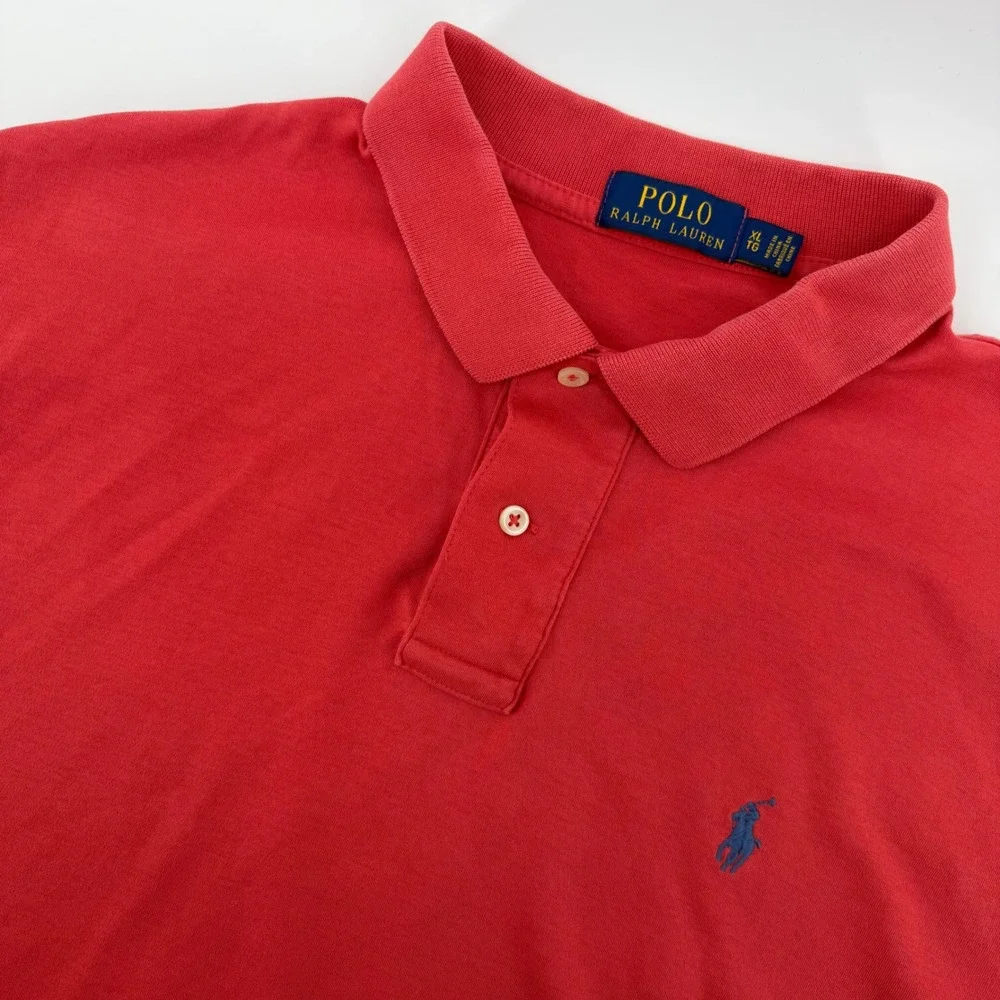 Polo Ralph Lauren Polo Mens XL Red Coral Short Sleeve Cotton‎ Pony Logo Shirt
