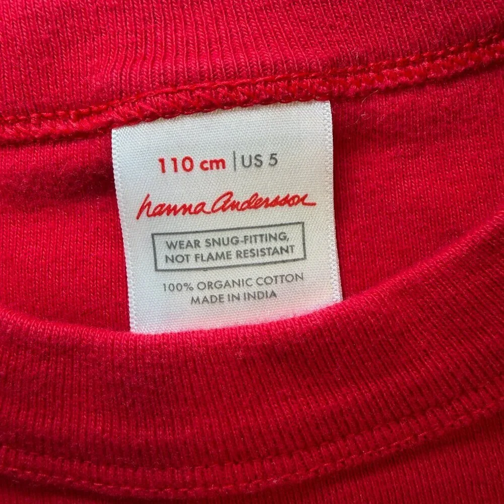 Kids HANNA ANDERSSON Red Cotton 2 Pc Pajama PJ Set Red Sz 5 (110)