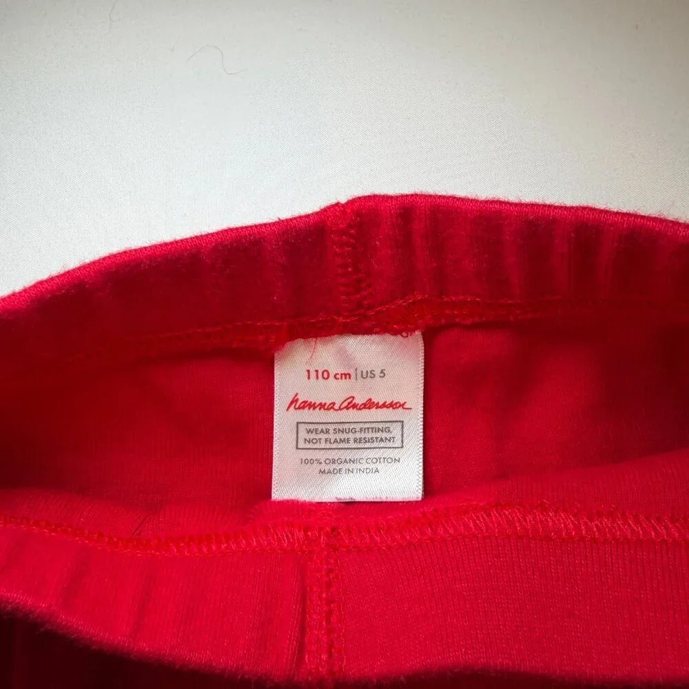 Kids HANNA ANDERSSON Red Cotton 2 Pc Pajama PJ Set Red Sz 5 (110)
