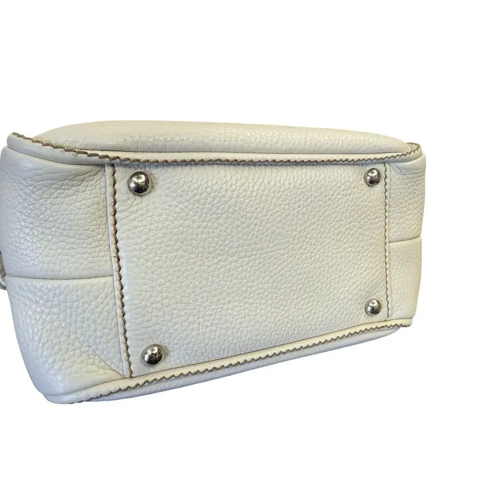 Chanel LAX Small Bowler Cream Pebbled Leather Silver Tassel 2003