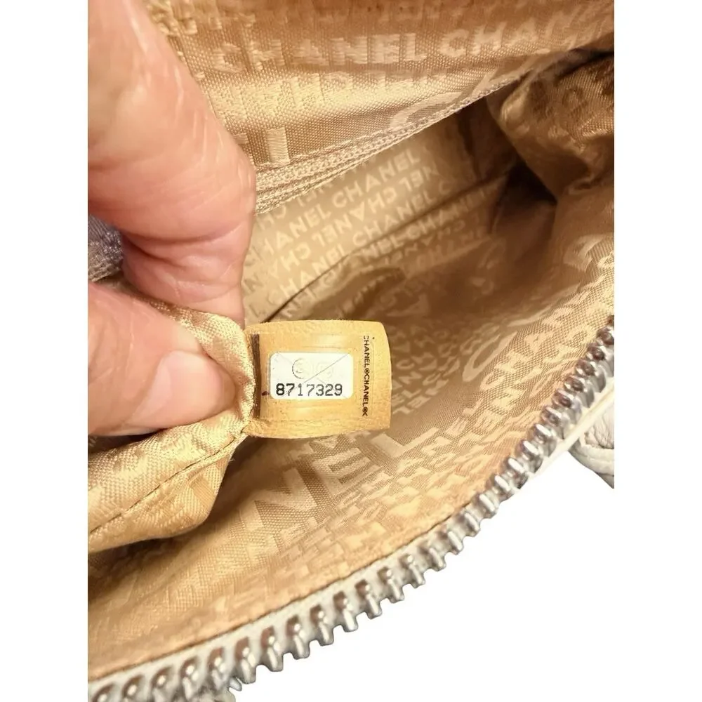 Chanel LAX Small Bowler Cream Pebbled Leather Silver Tassel 2003