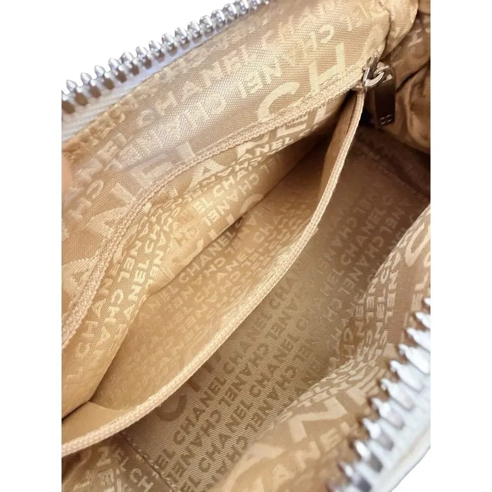 Chanel LAX Small Bowler Cream Pebbled Leather Silver Tassel 2003