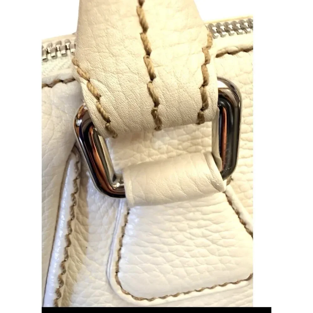 Chanel LAX Small Bowler Cream Pebbled Leather Silver Tassel 2003