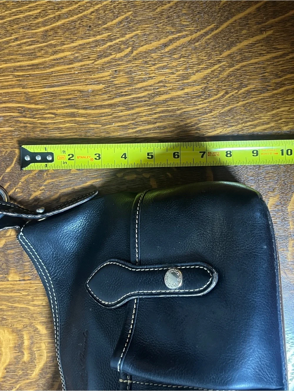 Dooney & Bourke Black Leather Hobo Shoulder Bag with Contrast Stitching