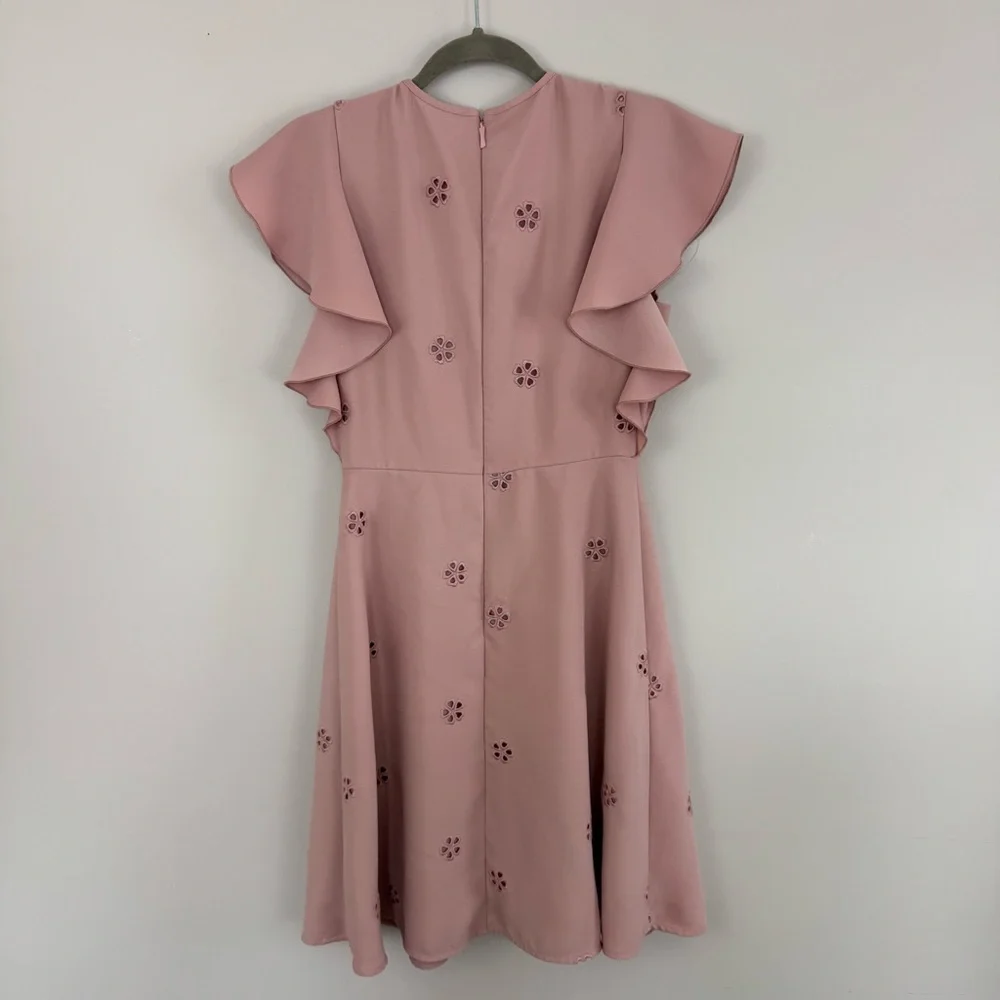 KATE SPADE Pink Floral Crepe Cutout Dress Size 4