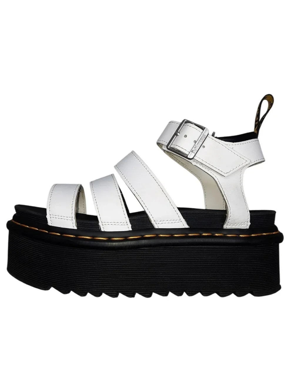 Dr Martens Blaire Quad AirWear White Leather Platform Sandals SZ 8
