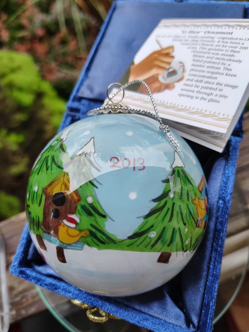 Pier 1 Imports Snowmen 2013 Glass Li Bien Christmas Ornament Hand Painted