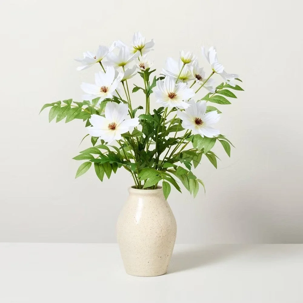 White Cosmos Floral Arrangement Ceramic Vase - Hearth & Hand‎ Magnolia, Target