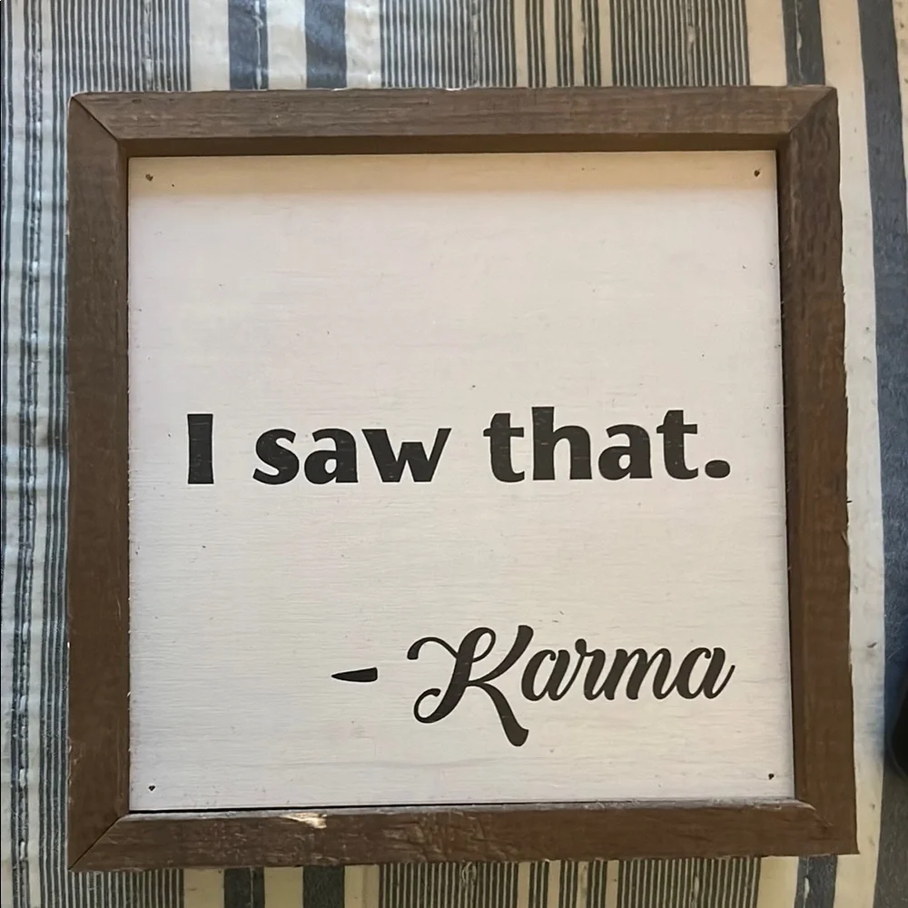 Karma 4x4 Brown and White Decor Sign
