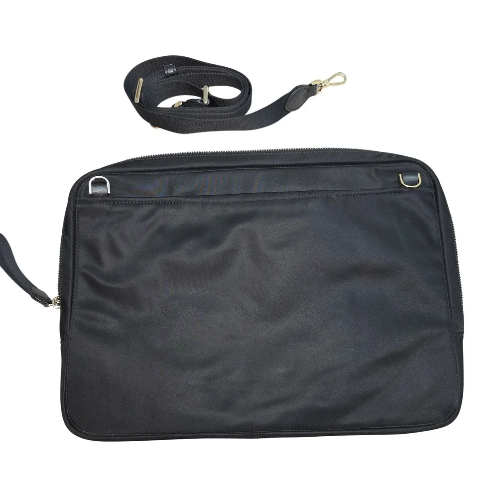 Kate Spade Black Nylon Laptop Bag Briefcase Crossbody Gold Hardware Tech Case