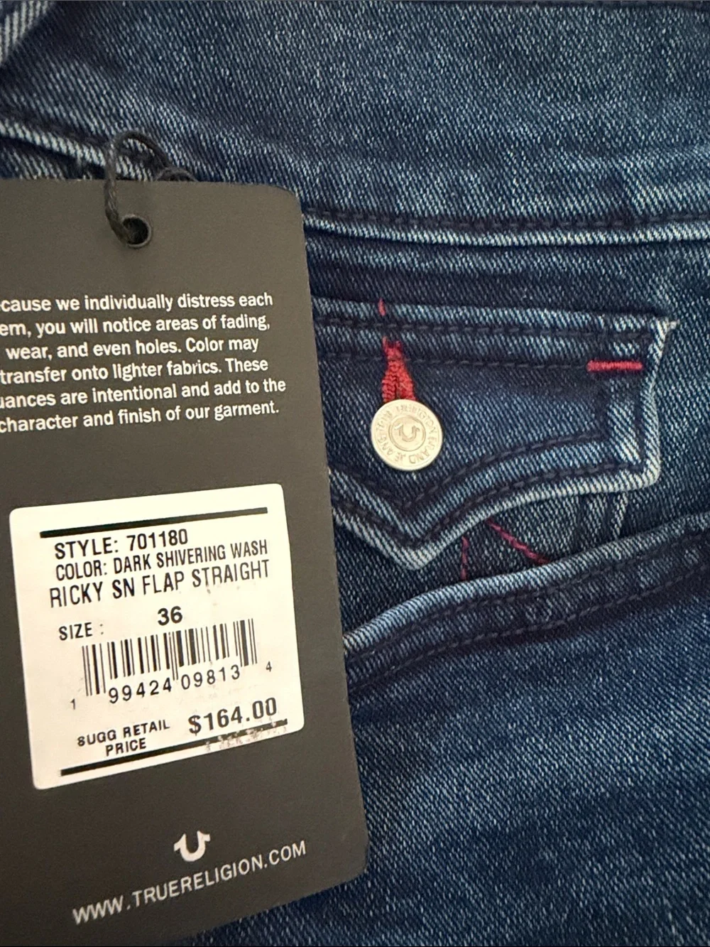 True Religion Men's Straight Leg Relaxed Fit Jeans New with tags