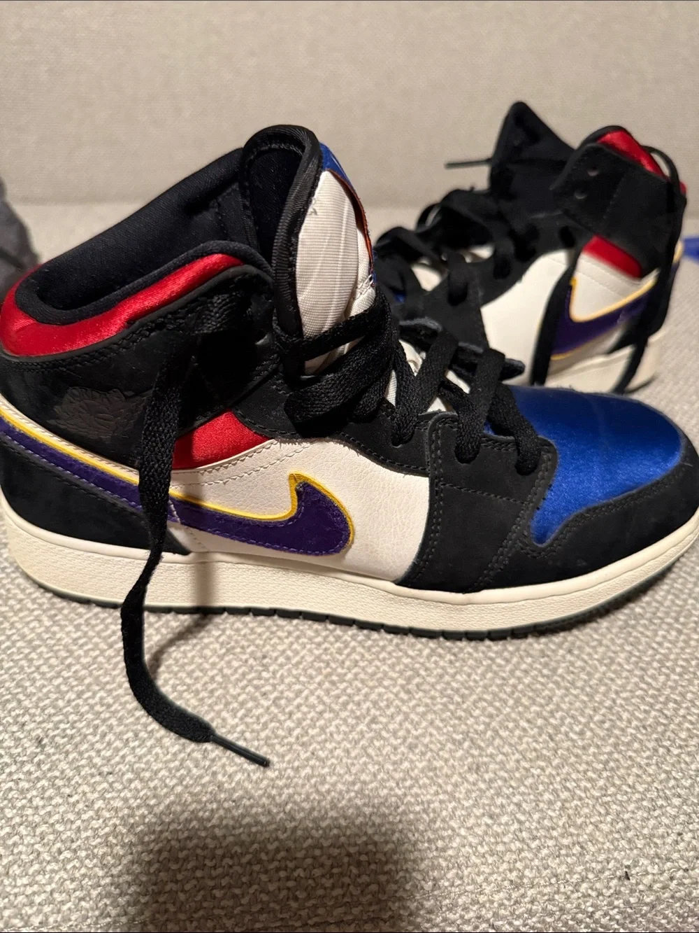 Nike Kids Air Force 1 mid satin red blue 6.5Y or 8W