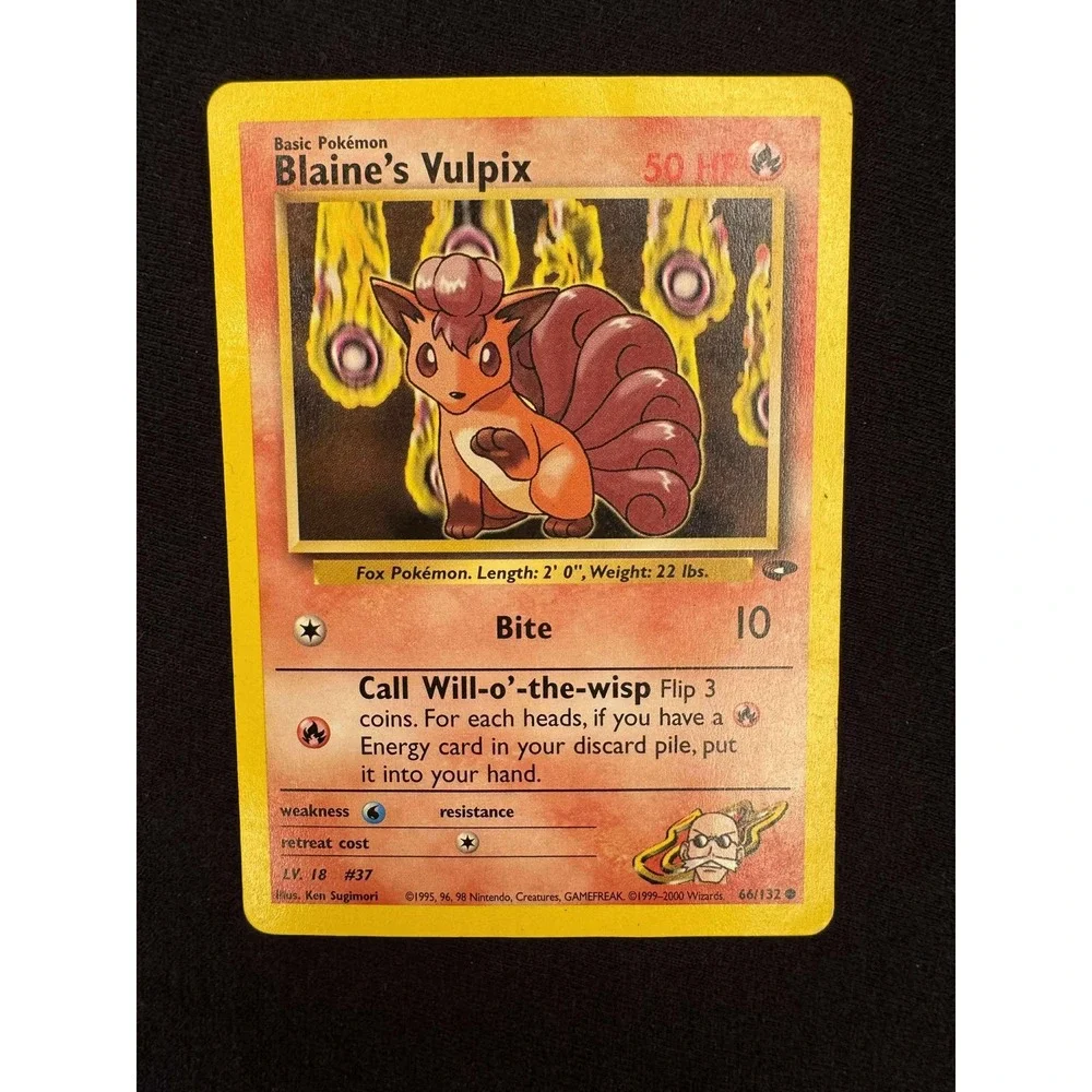 Blaines Vulpix Pokemon Card 37/132 Base‎ Set 2 WOTC Vintage 1999